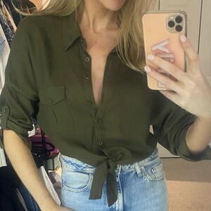 Mink Pink Medium Forest Green Crop Top